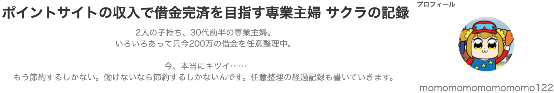 ポイントサイトの収入で借金完済を目指す専業主婦 サクラの記録