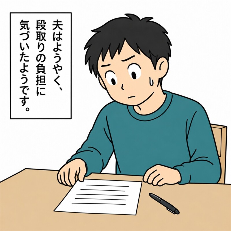 一覧を見た夫は、夕飯を一通り担当すると話します。
