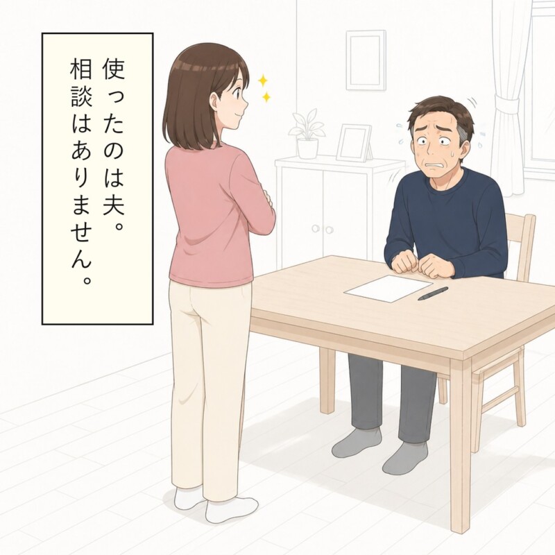 相談せずに使った夫へ妻は事実を確かめます
