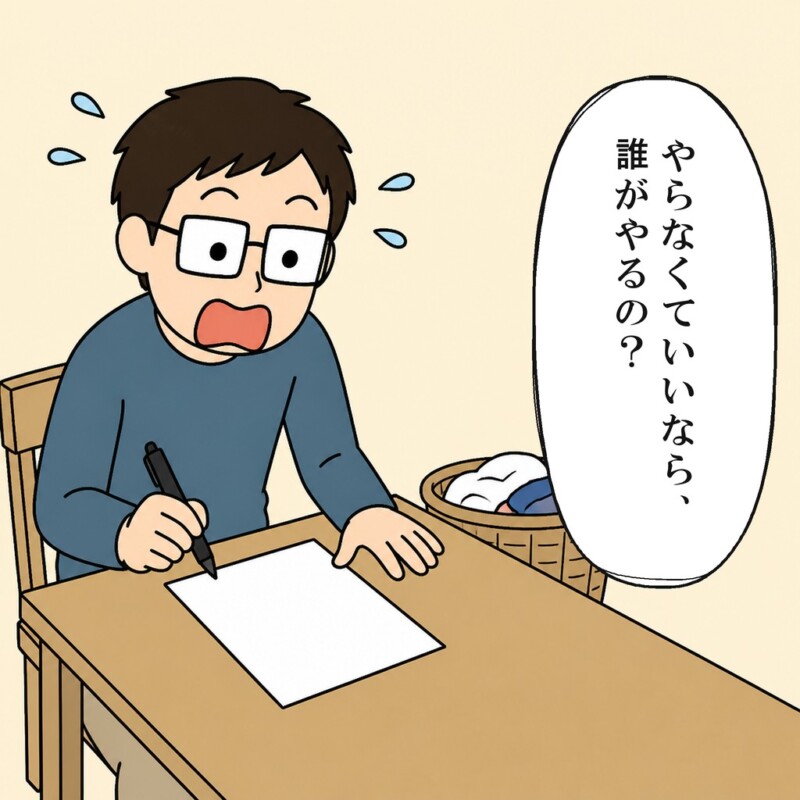 夫は省こうとした作業の担当を尋ねられます