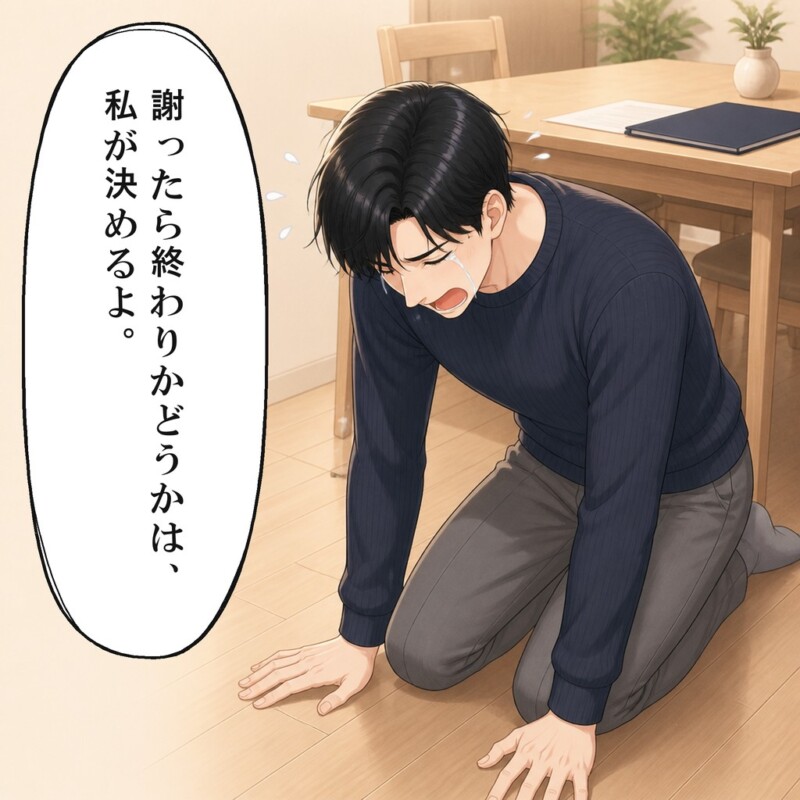 頭を下げた夫に妻は自分の意思をはっきり伝えます