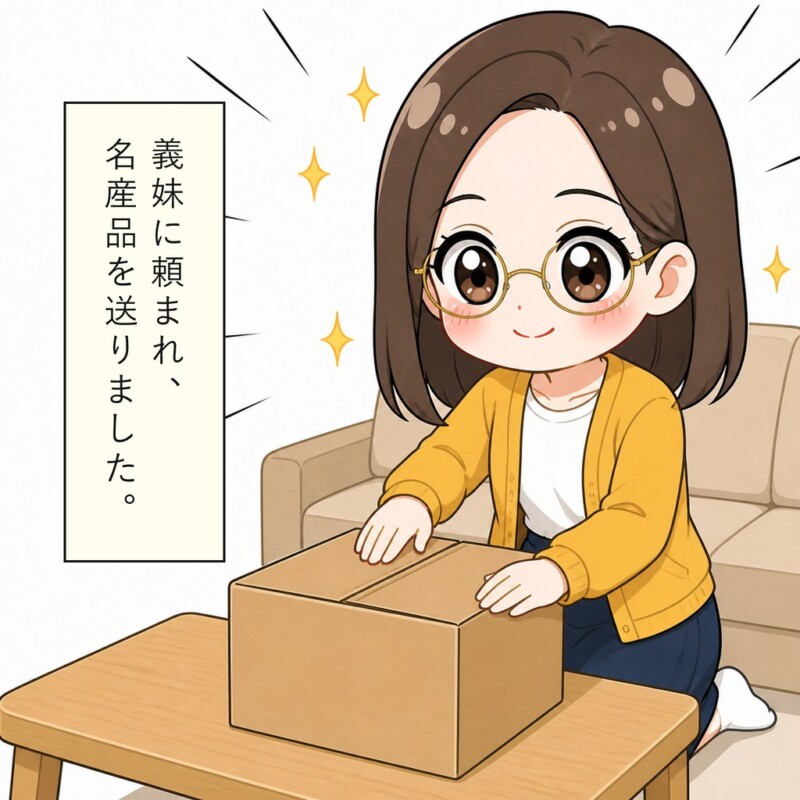 義妹から頼まれた名産品を義姉は買って発送します