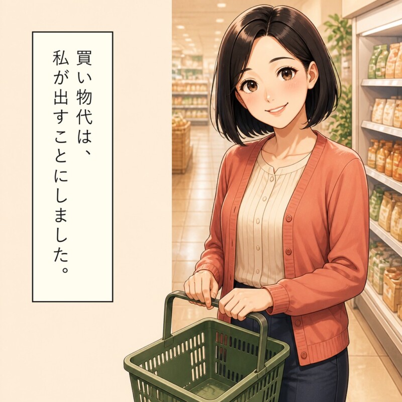 女性は日頃のお礼に買い物代を出すと決めます