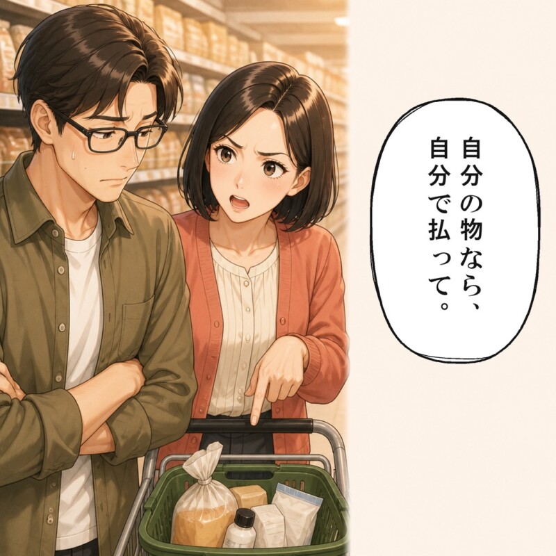 自分で払うよう言われた彼は言葉を詰まらせます