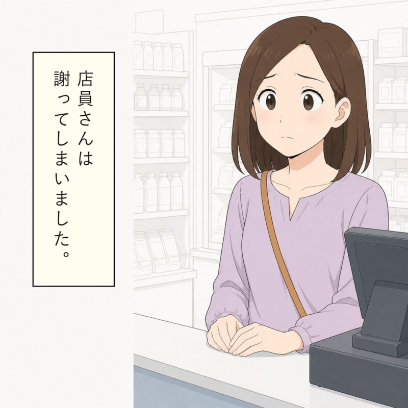 女性は謝る店員を見てやり取りに違和感を覚えます