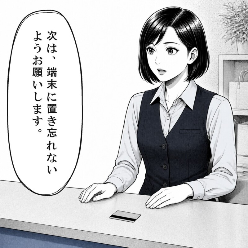 店員は返却にあたり次は置き忘れないよう頼みます