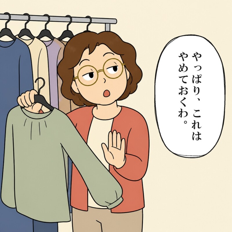 常連客は試着した取り置きの服を店員へ戻します