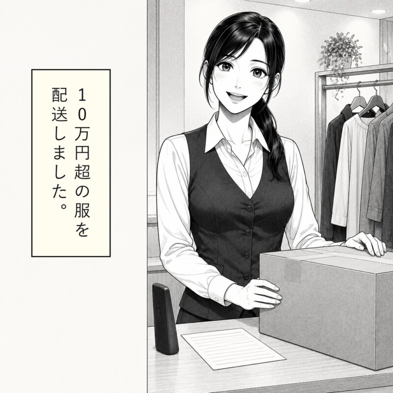 店員は10万円を超える婦人服の配送を手配します