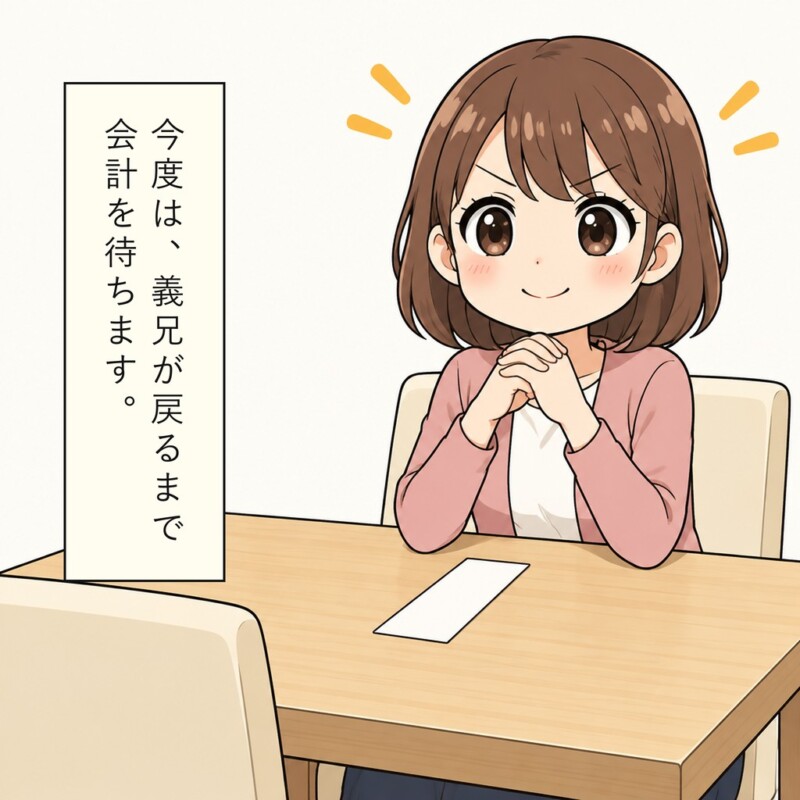 妻は家族と一緒に義兄が席へ戻るのを待ちます