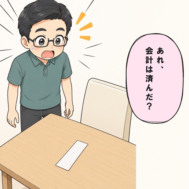 義兄は家族がまだ会計を済ませていないと知ります