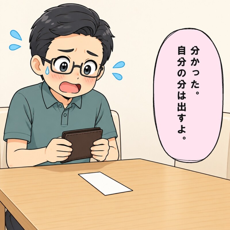義兄は財布を取り出し自分の食事代を払うと答えます