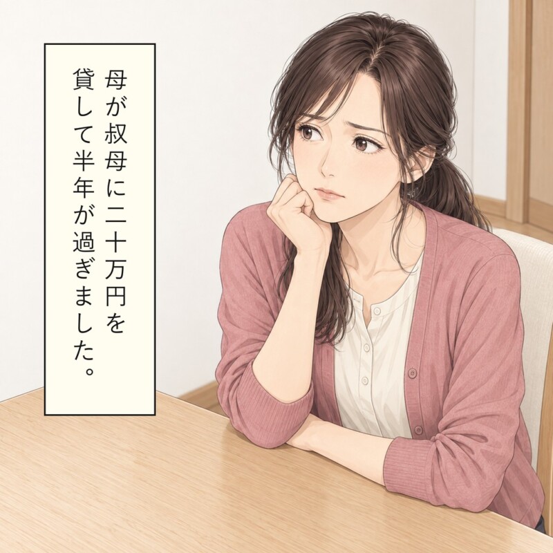 母は家の修繕費として叔母に二十万円を貸しました