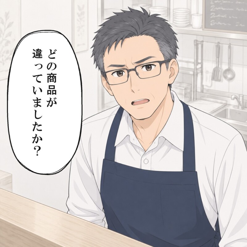 新店長はまず違っていた商品の内容を尋ねます