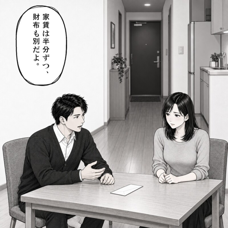 婚約者は家賃を半分ずつ払おうと持ちかけます