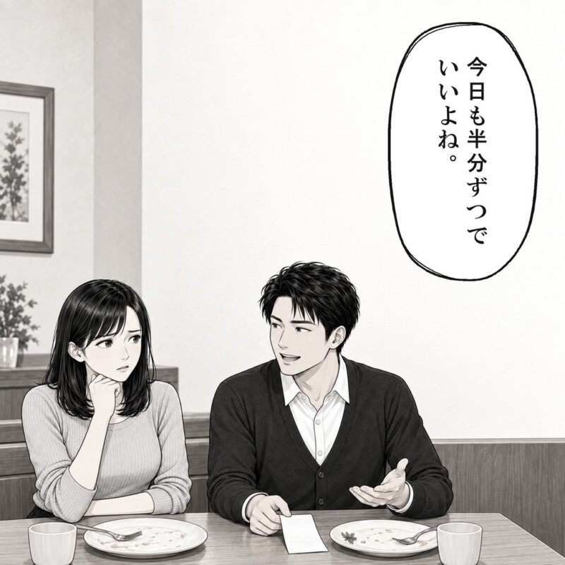 食事代も半分ずつにする彼に語り手は悩みます