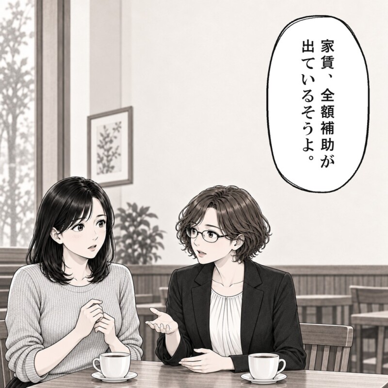 別れた後、知人は語り手に家賃補助の話を伝えます