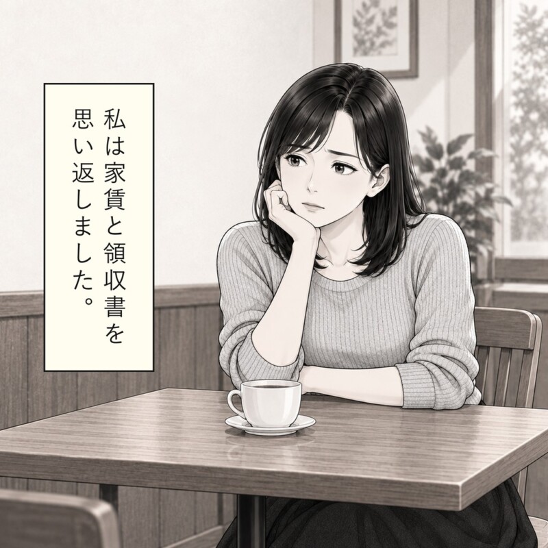 語り手は家賃と領収書について思い返します