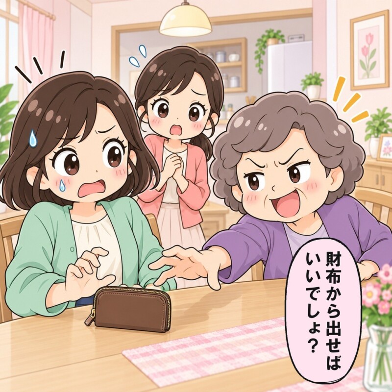 母は姉の前でも、娘一人の財布ばかりを見つめます。