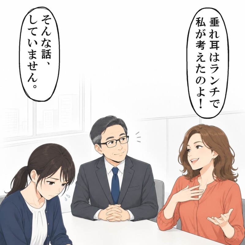先輩は、うさぎの垂れ耳は自分の案だと言い出しました