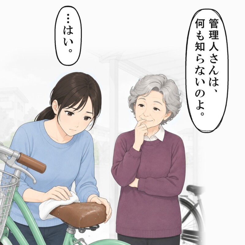 停めた自転車を、大西さんに端へ動かされました