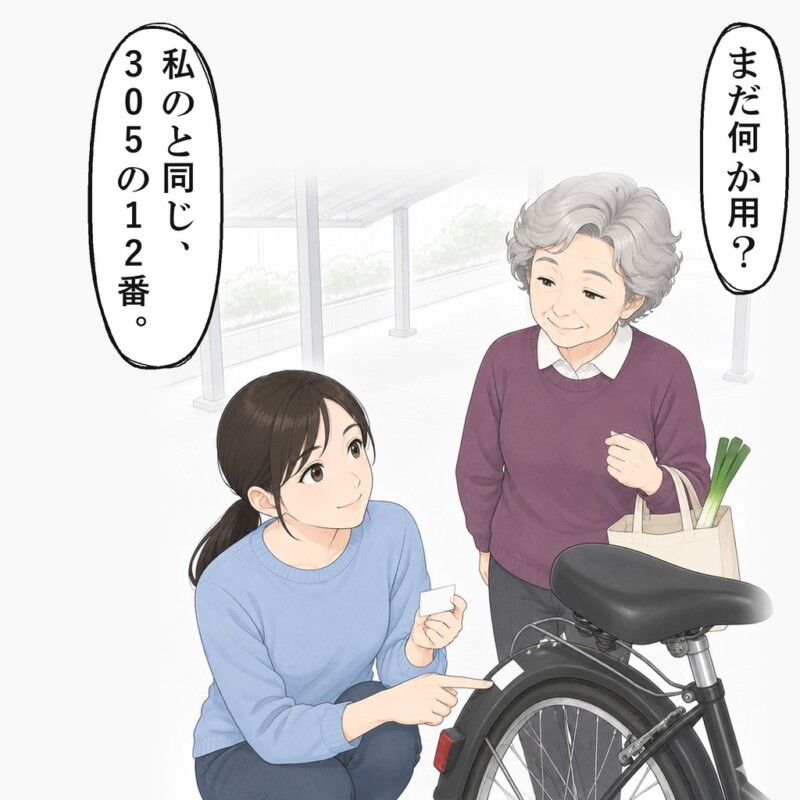届いた登録シールと同じ番号が、黒い自転車にありました