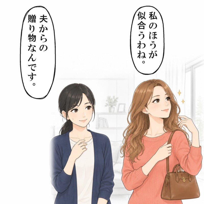服を届けに来たママ友が、私のバッグを勝手に肩にかけました