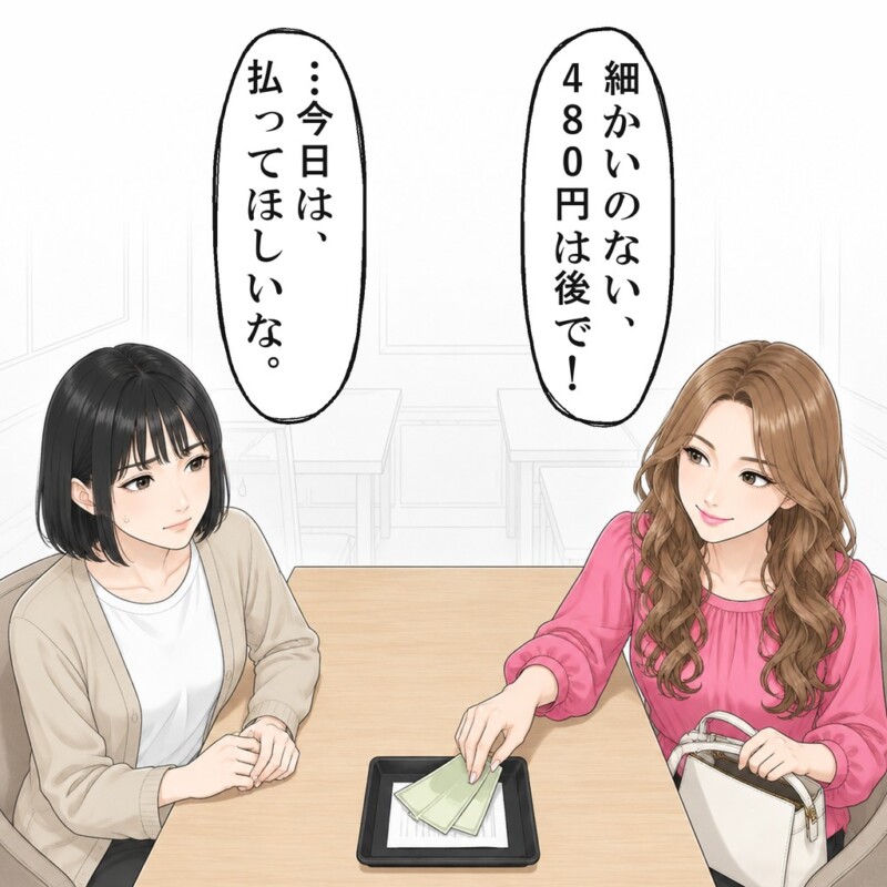 会計のたびに、友人は細かいのがないと言いました
