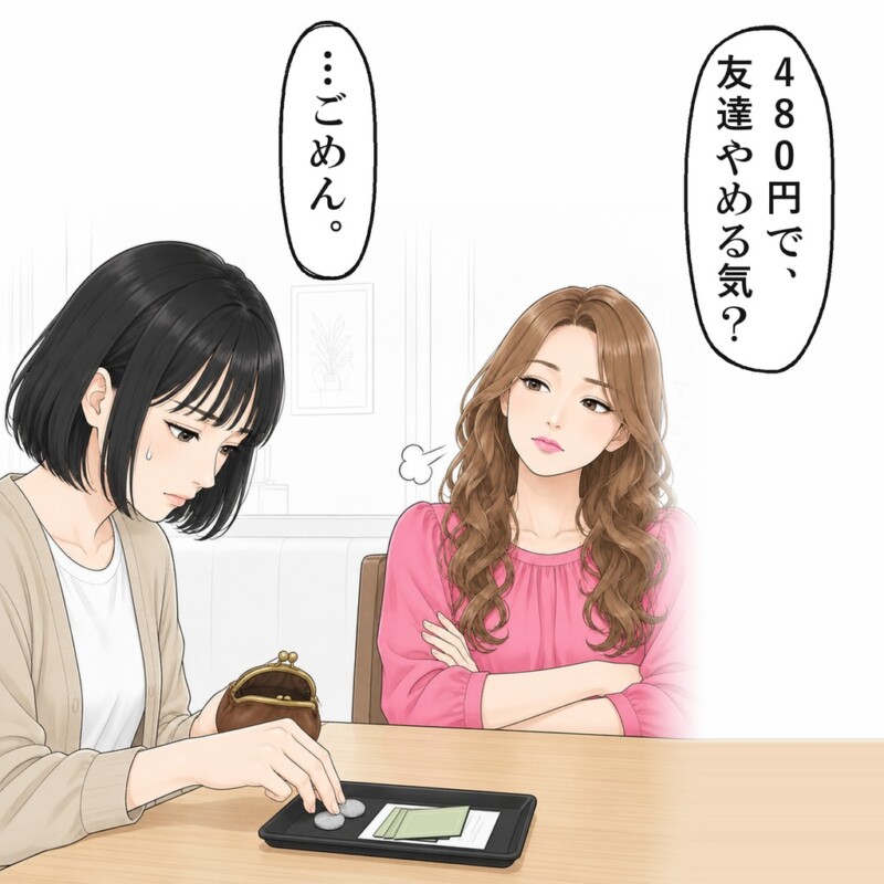 言い返せず、私は足りない480円を自分で出しました