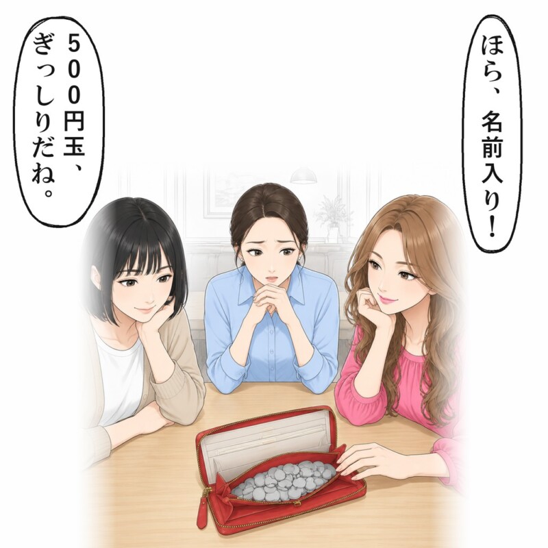 開いた財布の小銭入れには、500円玉が詰まっていました