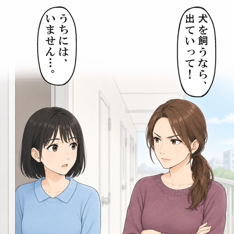 土曜の昼、隣の戸川さんが来て、私が犬を飼っていると責めました