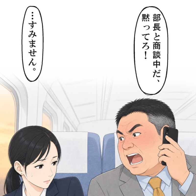 男性は、取引先の部長と大事な商談中だと怒鳴りました
