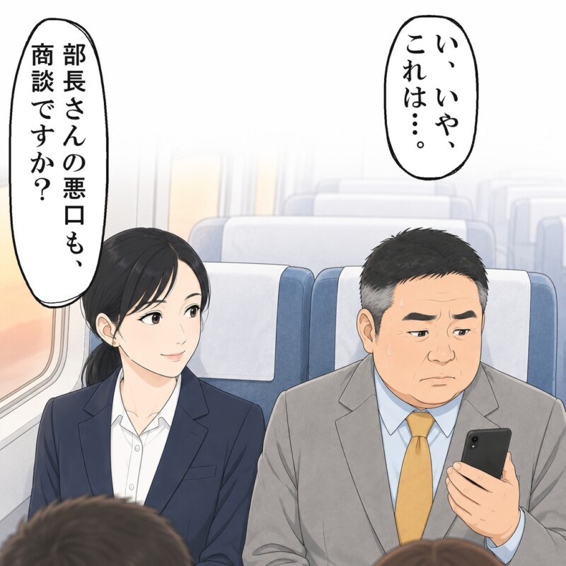 前の席の人も振り向き、男性はそのまま黙り込みました
