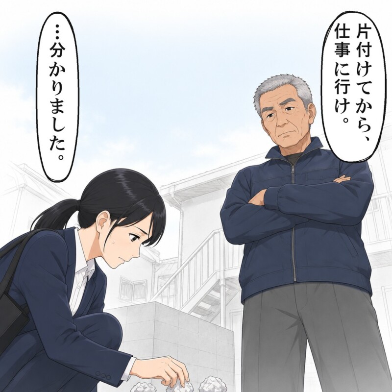 言い返す手立てがなく、私はしゃがんでゴミを集め始めました