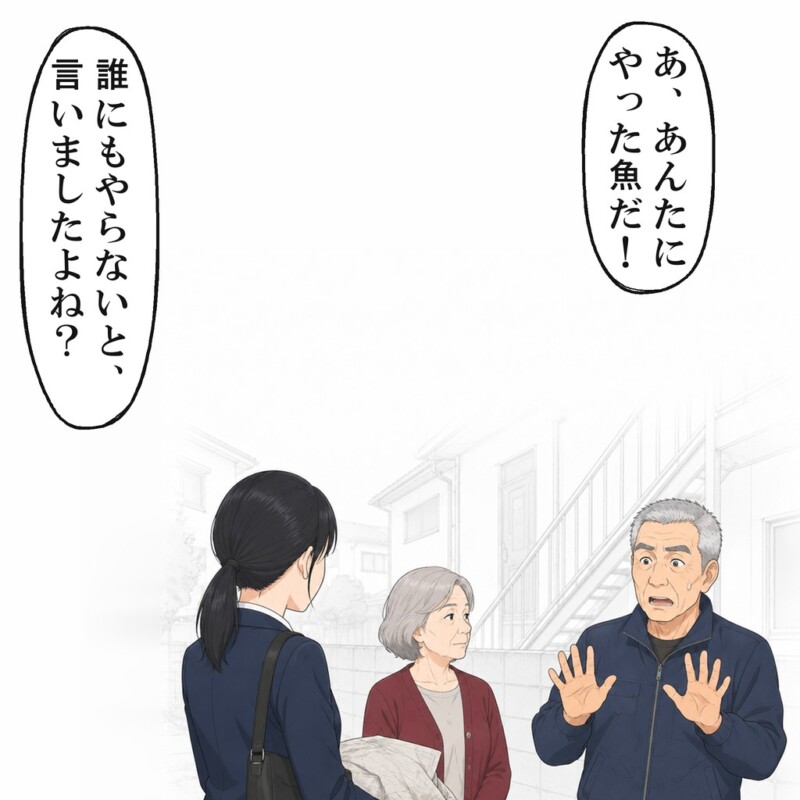 私にやった魚だと言う男性に、本人の言葉を返しました
