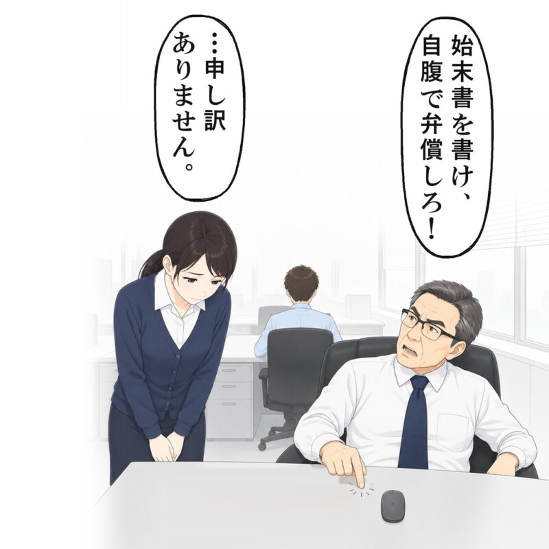 始末書と自腹での弁償を命じられ、私は頭を下げました