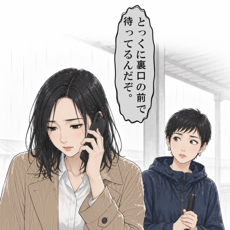 店長は、裏口の前で鍵を開けて待っていると言いました
