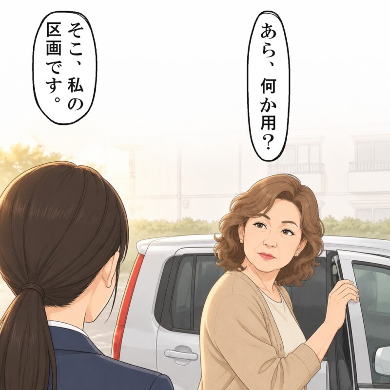 お昼から私の区画に停まっていた車のそばで、夕方に女性へ声をかけました