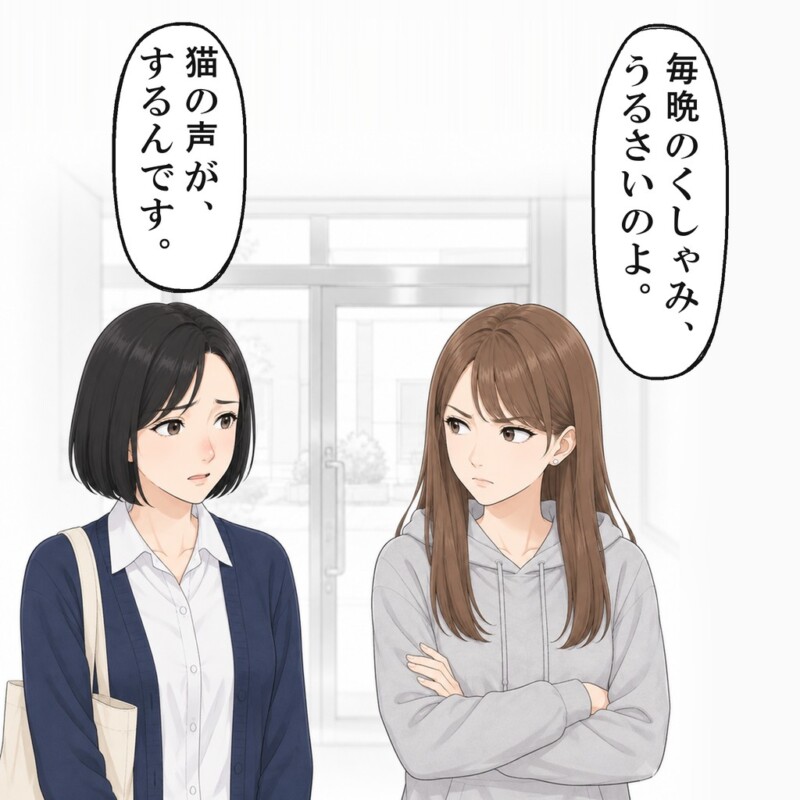 夜になるとくしゃみが出る私。隣の部屋からは毎晩、鈴の音と猫の声が聞こえてきます