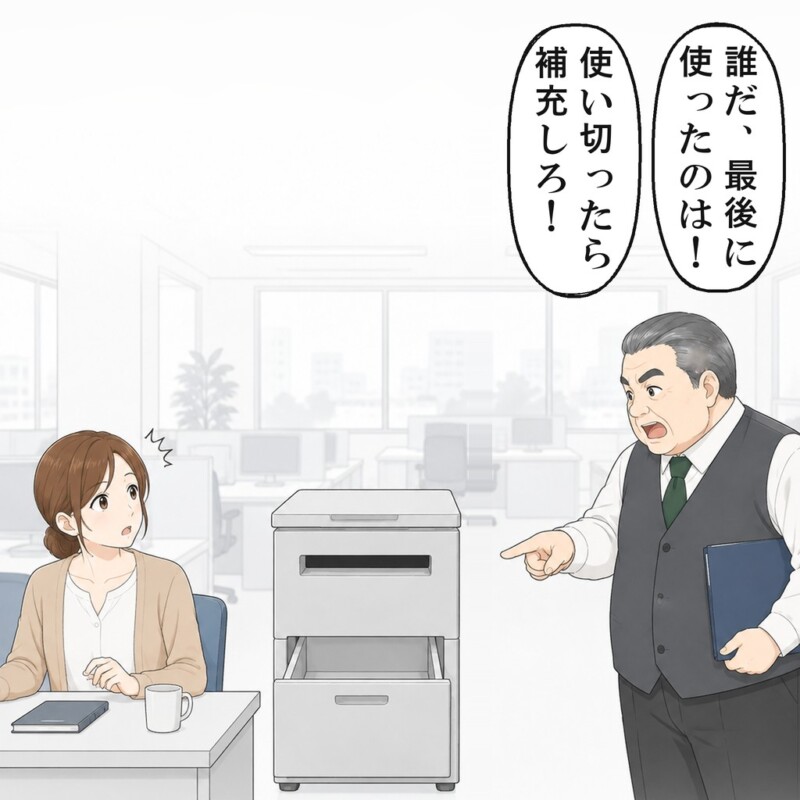 週明けの午後、部長がコピー機の前で怒鳴りはじめました