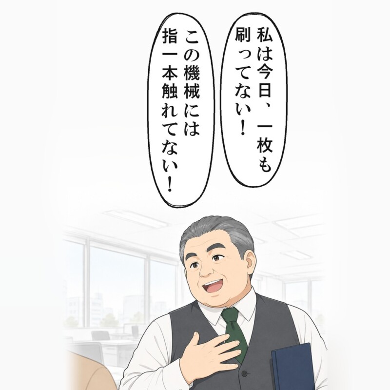 部長は、今日は一枚も刷っていないと言い切りました
