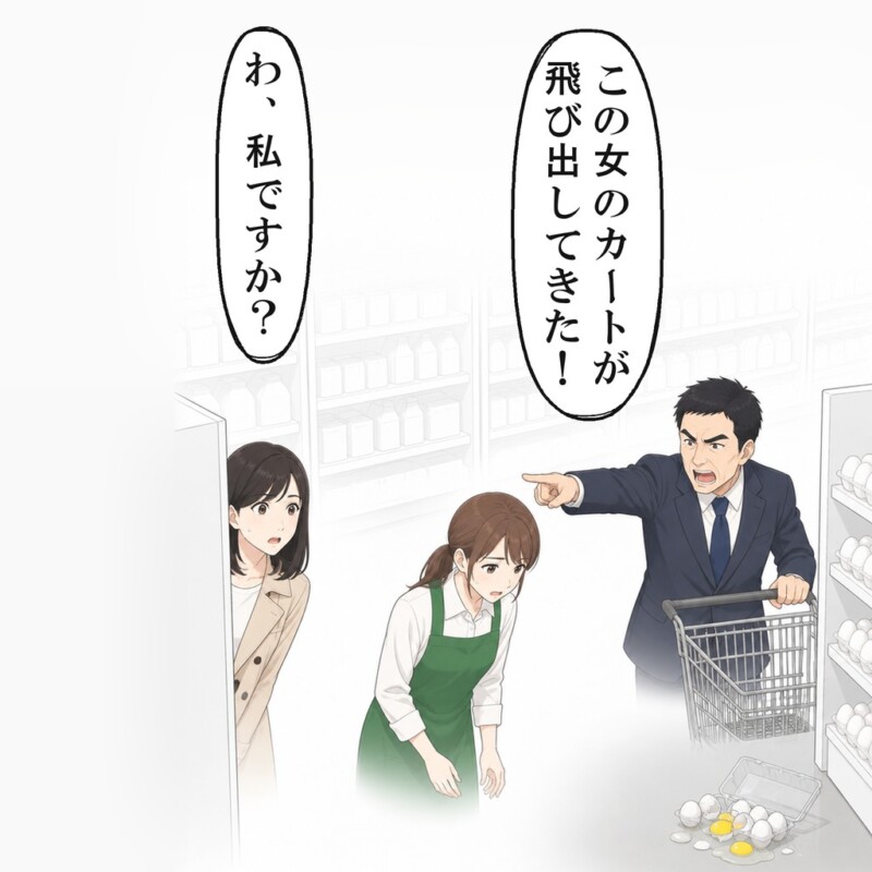 数分後、男性は割れた卵の前で、私を指さしました