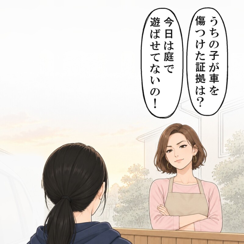 隣の奥さんは、今日は息子を庭で遊ばせていないと笑いました