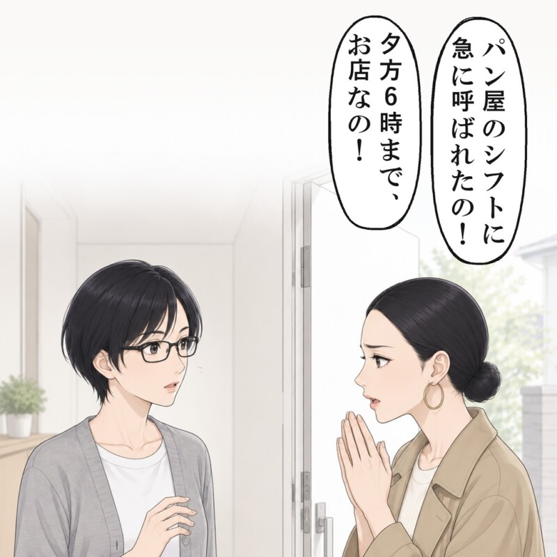 土曜の朝9時、娘を預けに来た義妹が手を合わせました