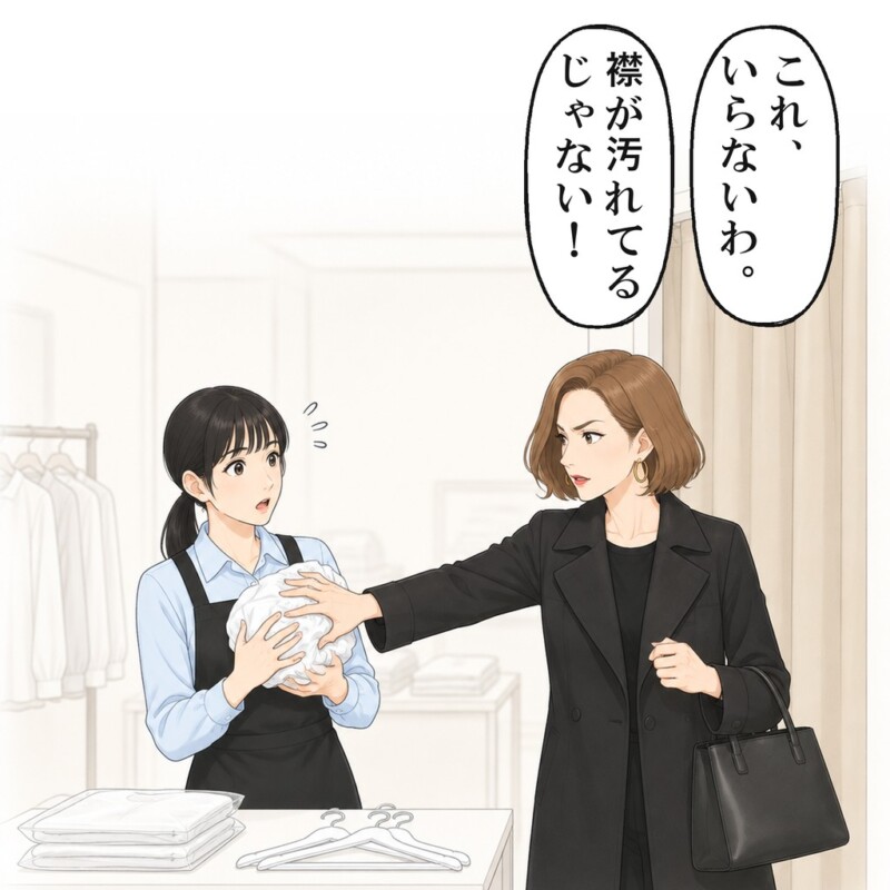 新作の入荷日、試着室から出てきた客が服を押しつけてきました