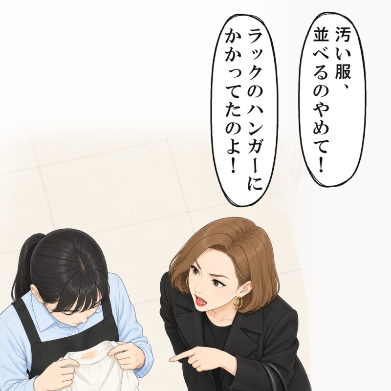 襟の汚れを確かめると、客は店のせいだと声を張り上げました