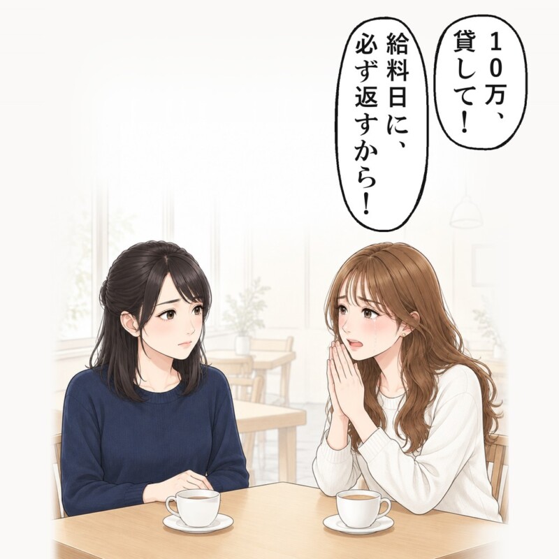 毎週お茶をする友人が、涙ぐんで10万円を頼んできました