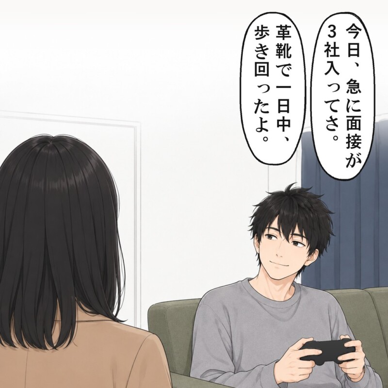 翌日の夜、弟は面接で一日中歩き回ったと言いました