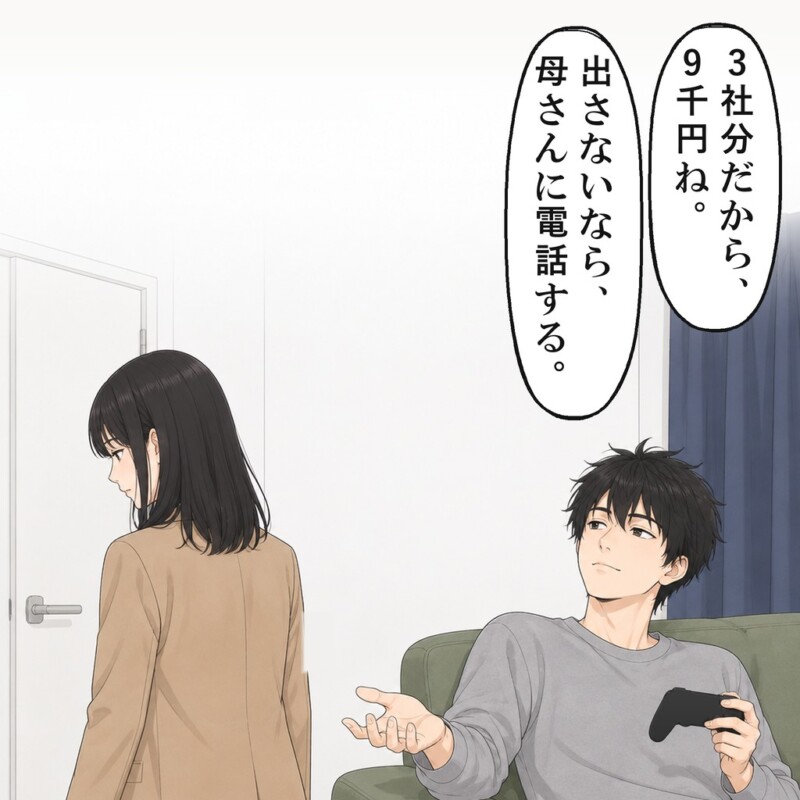 弟は手のひらを突き出し、3社分の交通費を求めました