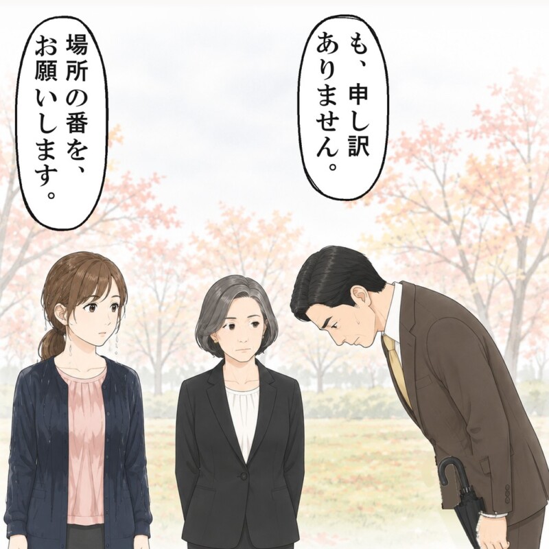 課長は頭を下げ、私は場所の番を課長に頼みました