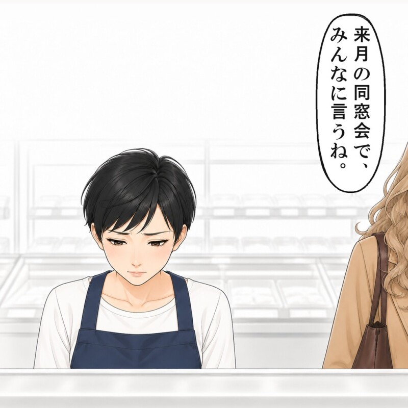 同級生は、来月の同窓会でみんなに言うと笑いました